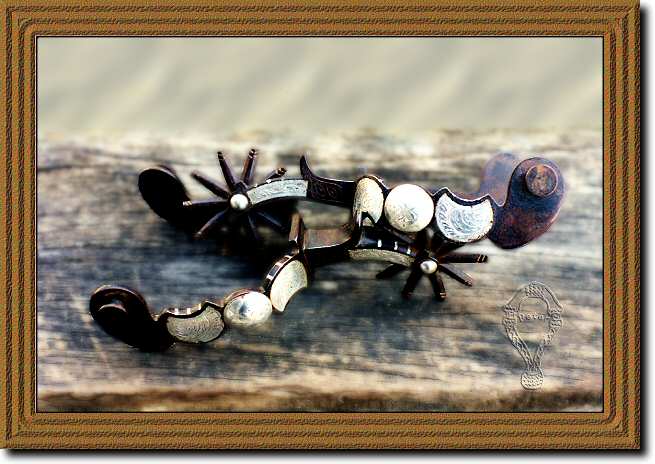 Antiqued spurs with Silver inlay
